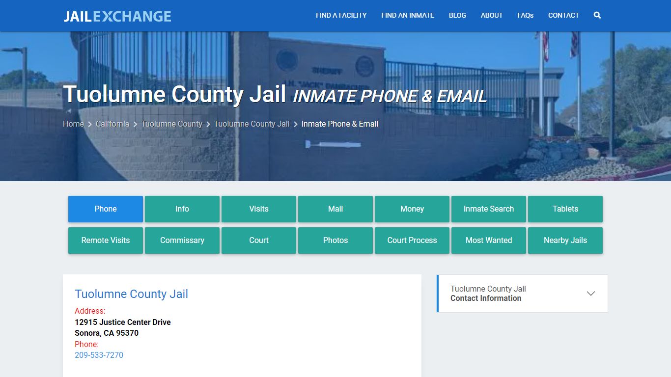 Inmate Phone - Tuolumne County Jail, CA - Jail Exchange